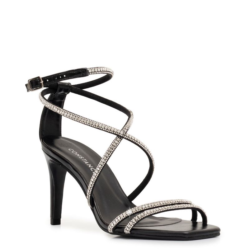 Sandália Preta Festas Strass Constance Calçados