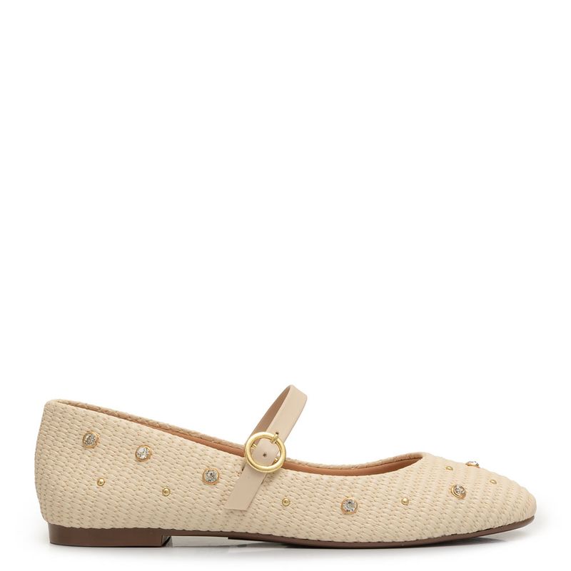 Sapatilha Off White Boneca Pedraria Constance Calçados