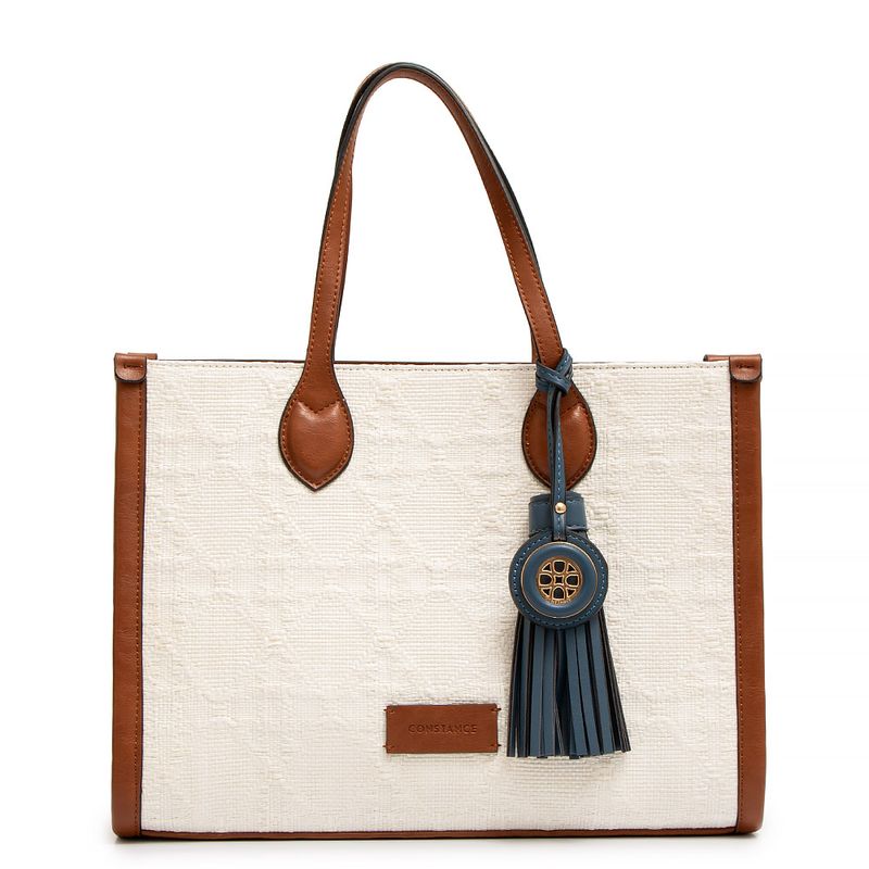 Bolsa Tote Palha Barbicacho Off White - Constance Calçados