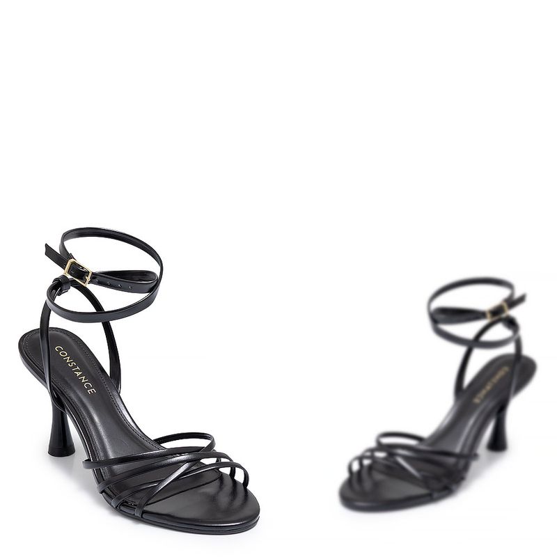 Sandália Preta Tiras - Constance Calçados