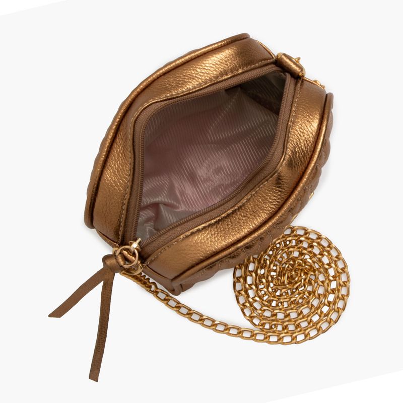 Bolsa Tiracolo Pequena Couro Bronze - Constance Calçados