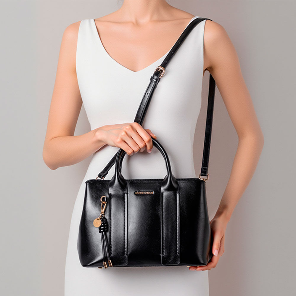 Bolsa Tote Chaveiro Preta - Constance Calçados