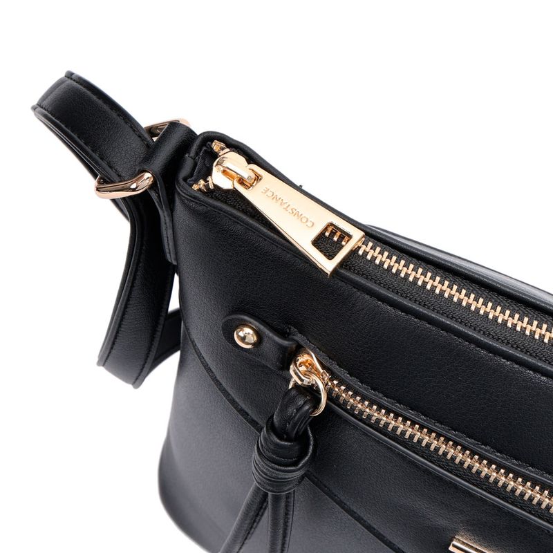 Bolsa Tiracolo Zíper Preta - Constance Calçados