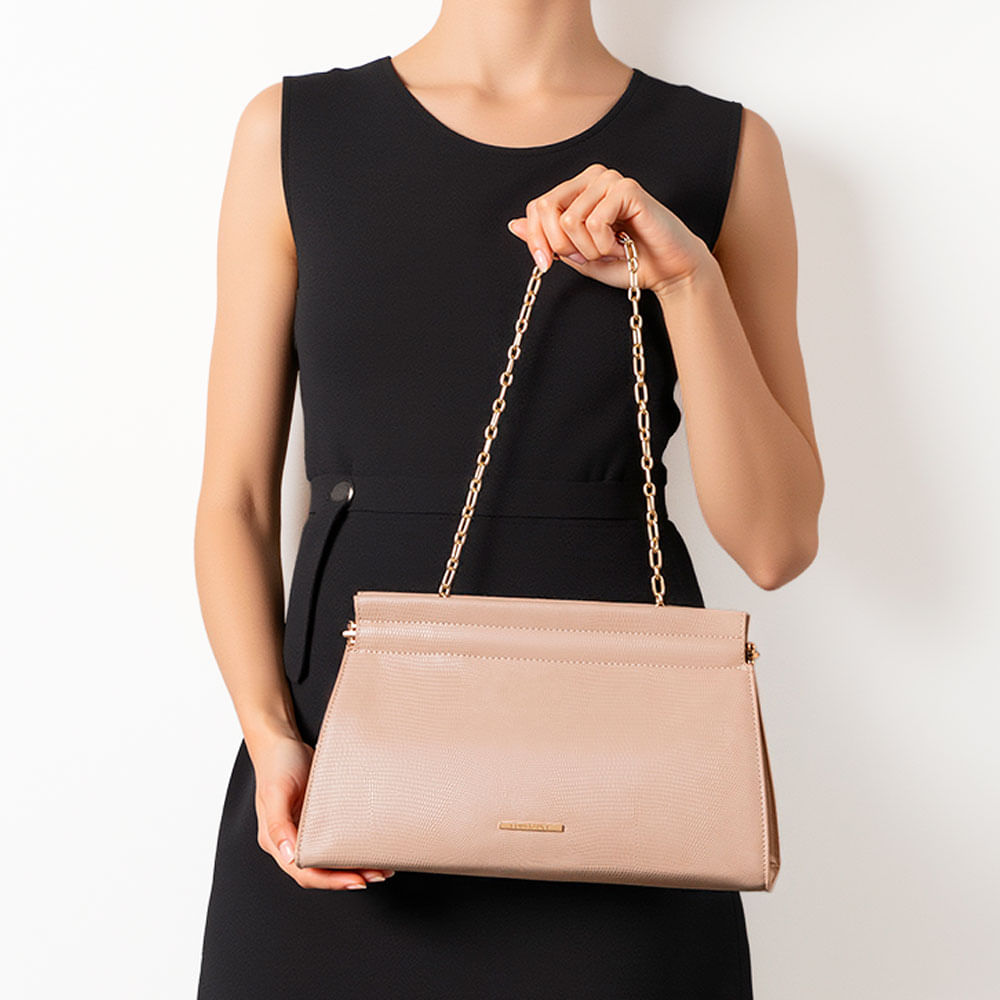 Clutch Textura Lizard Nude - Constance Calçados