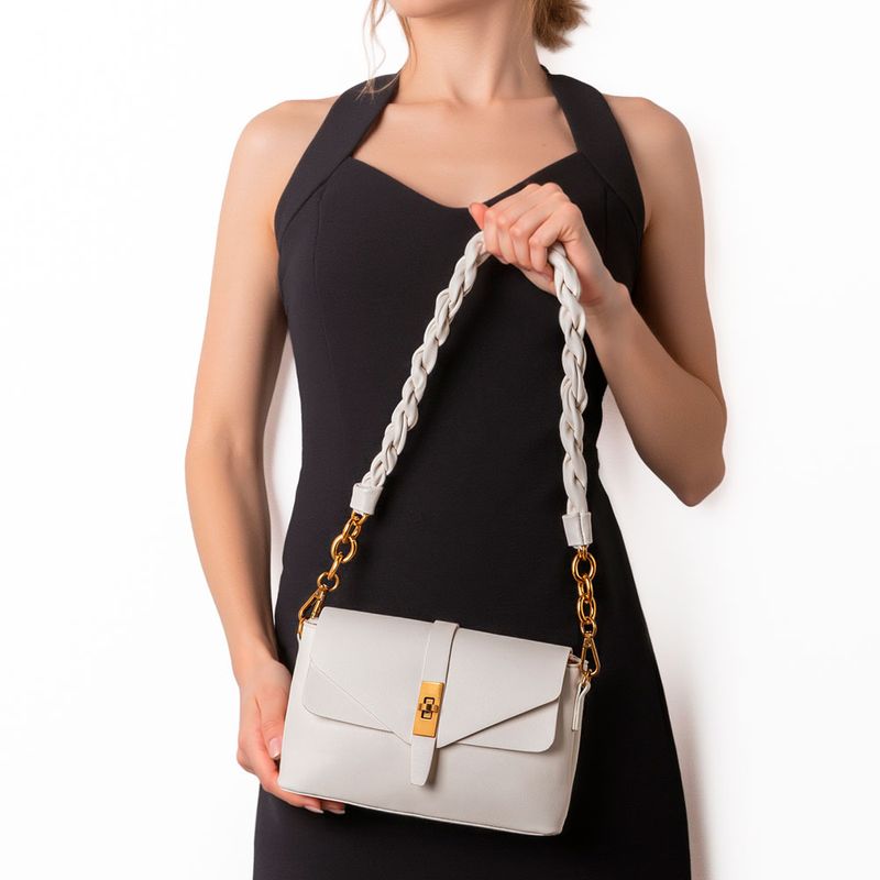 Bolsa Alça Torcida Off white - Constance Calçados