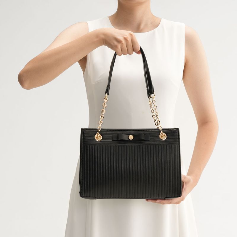 Bolsa Tote Laço Preta - Constance Calçados