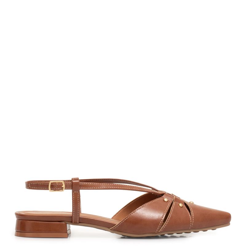 Sapatilha Slingback Caramelo Recortes - Constance Calçados