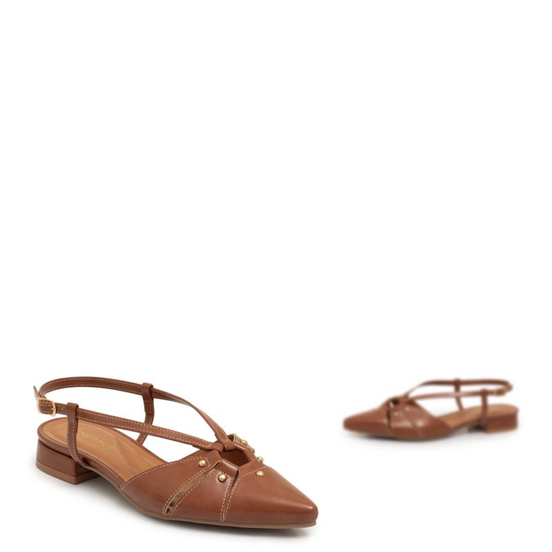Sapatilha Slingback Caramelo Recortes - Constance Calçados
