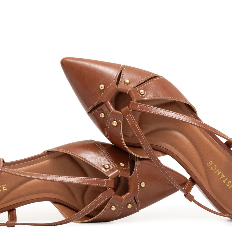 Sapatilha Slingback Caramelo Recortes - Constance Calçados