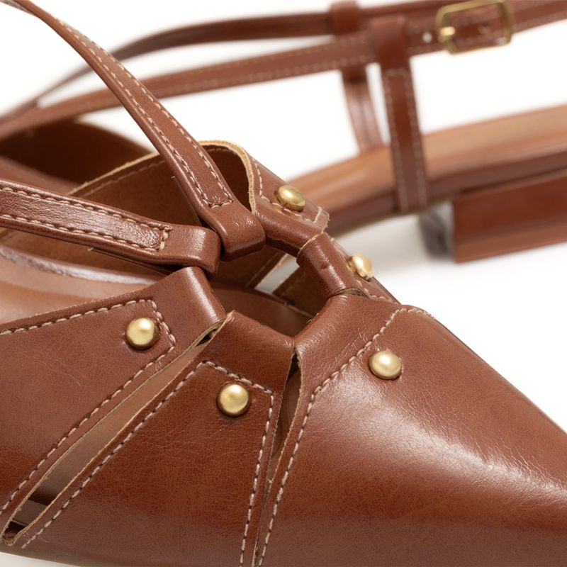 Sapatilha Slingback Caramelo Recortes - Constance Calçados