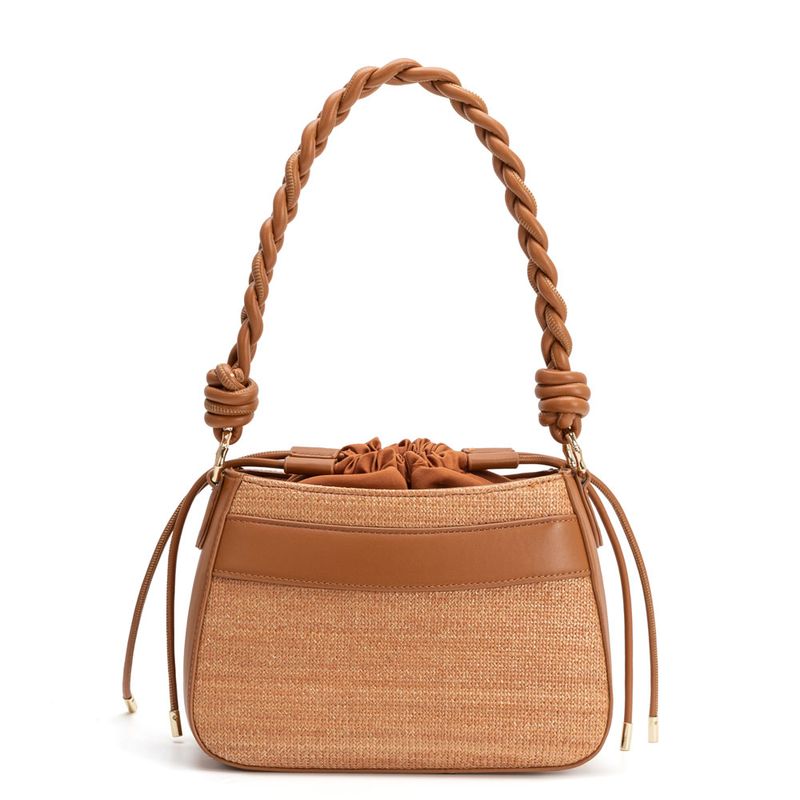 Bolsa Palha Alça Trançada Caramelo - Constance Calçados