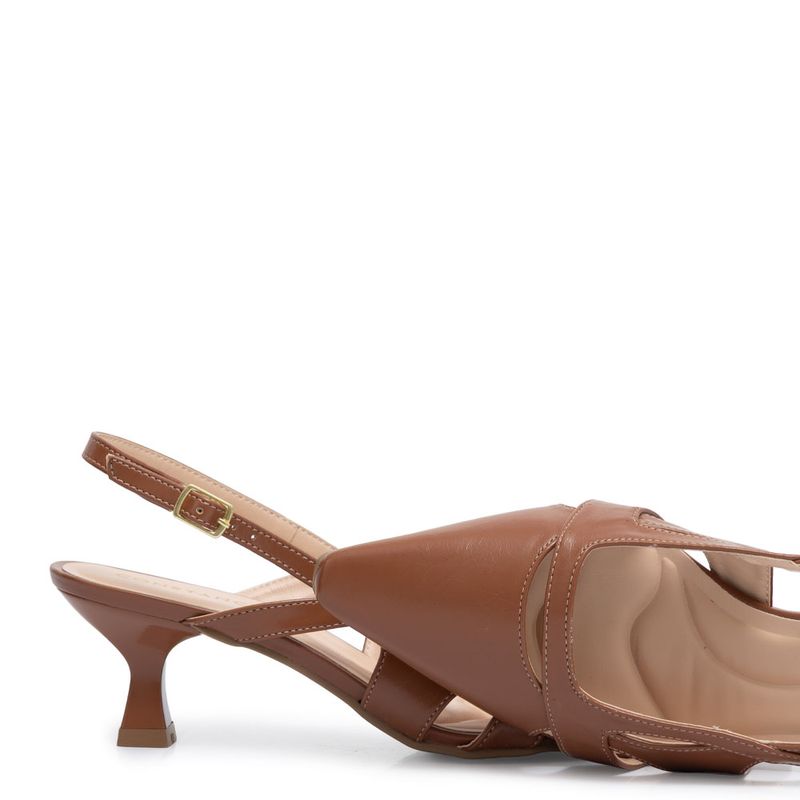 キャサリン Scarpin Caramelo Slingback Recortes - Constance Calçados