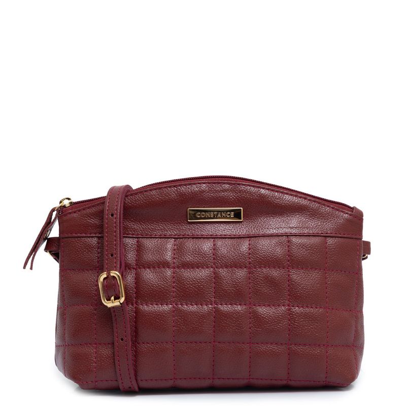 Bolsa Crossbody Couro Bordô Pespontada - Constance Calçados