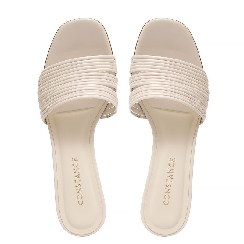 Tamanco Off White Multi Tiras - Constance Calçados