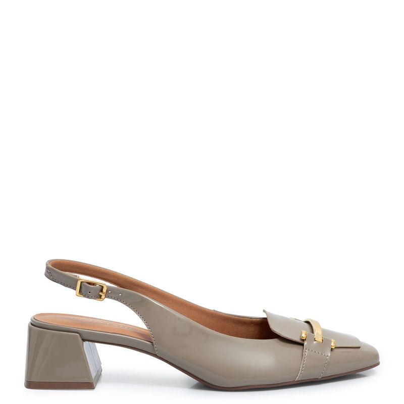 Scarpin Taupe Lapela Verniz - Constance Calçados