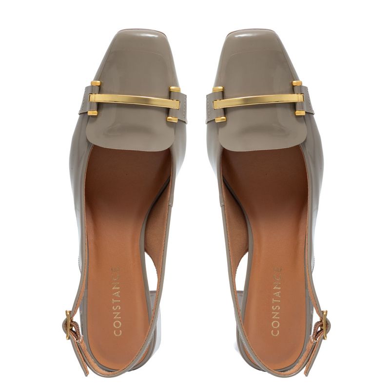 Scarpin Taupe Lapela Verniz - Constance Calçados