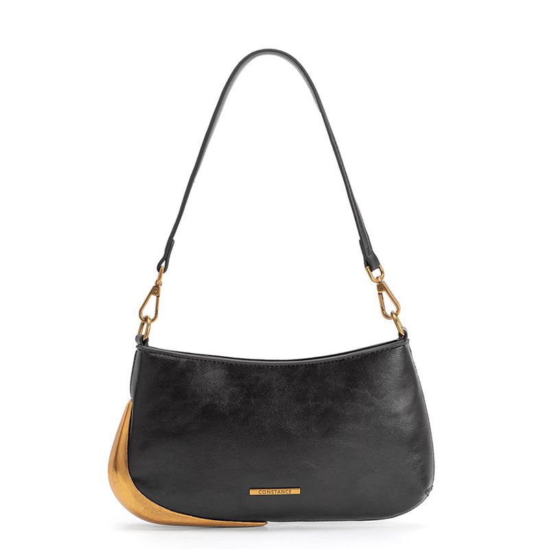 Bolsa Baguete Enfeite Preta - Constance Calçados