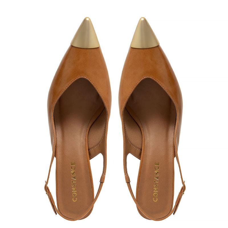 Scarpin Slingback Caramelo Biqueira - Constance Calçados