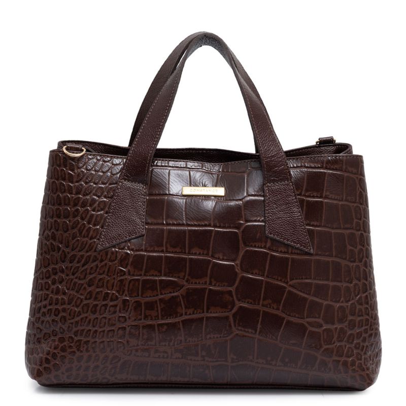 Bolsa Tote Couro Texturizado Café - Constance Calçados
