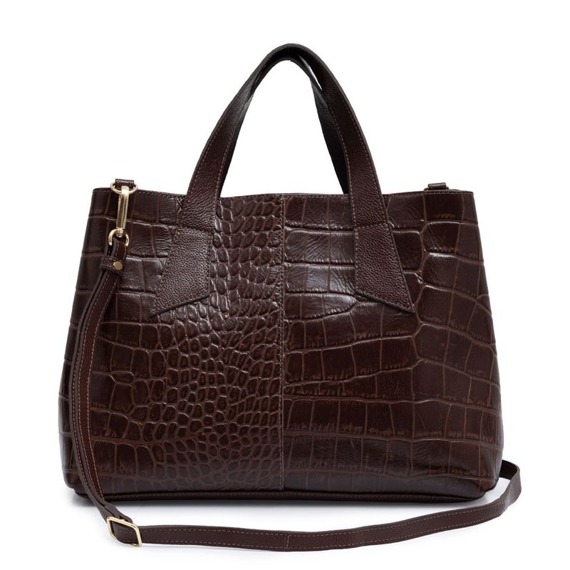Bolsa Tote Couro Texturizado Café - Constance Calçados