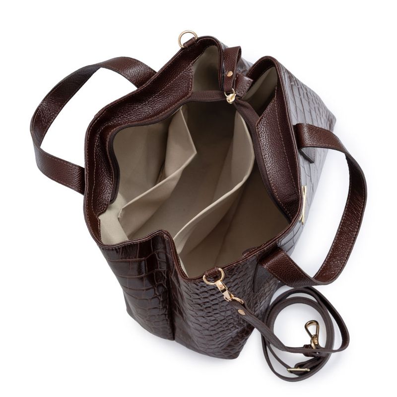 Bolsa Tote Couro Texturizado Café - Constance Calçados