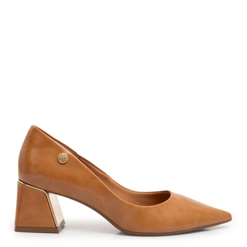 Scarpin Comfort Caramelo Salto Cromado - Constance Calçados