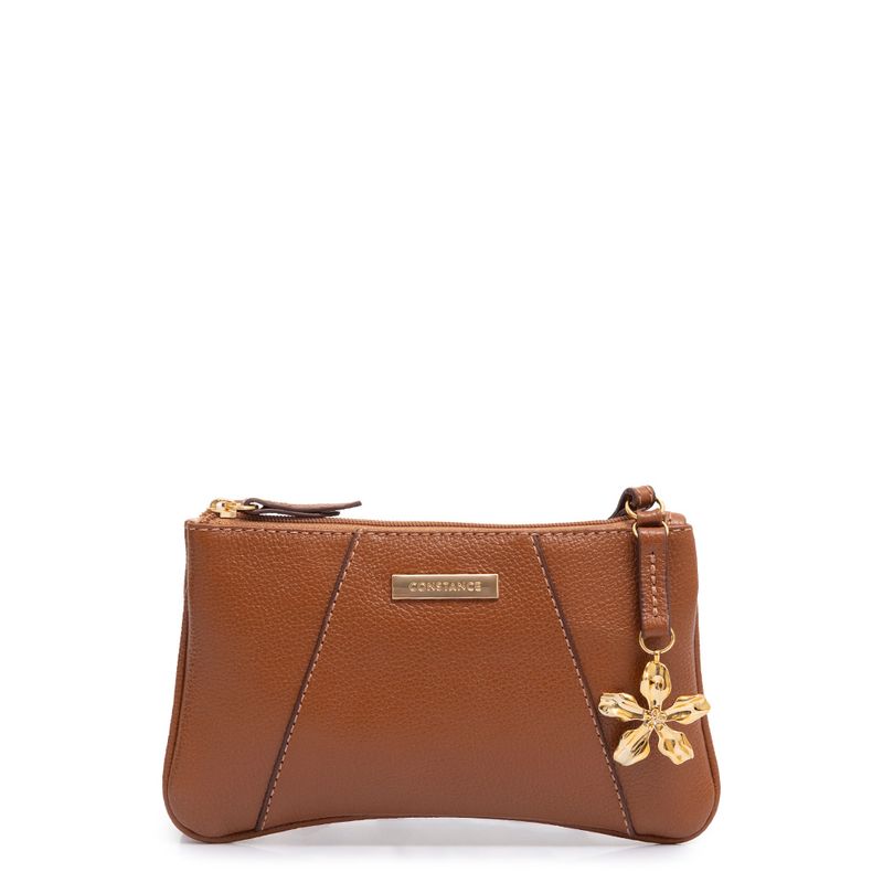 砂金　小さめ Bolsa Pequena Couro Flor Caramelo - Constance Calçados