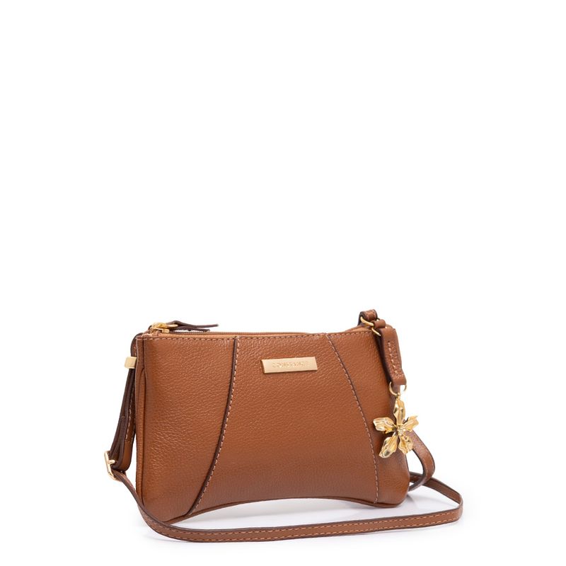 Bolsa Pequena Couro Flor Caramelo - Constance Calçados